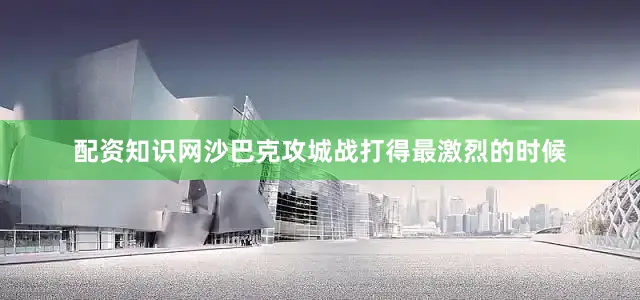 配资知识网沙巴克攻城战打得最激烈的时候